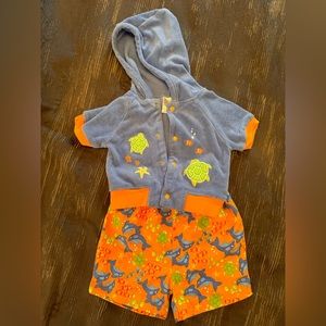 Baby Essentials Sea Life Swim Cover-up and Trunks-9 months (16-18lbs)